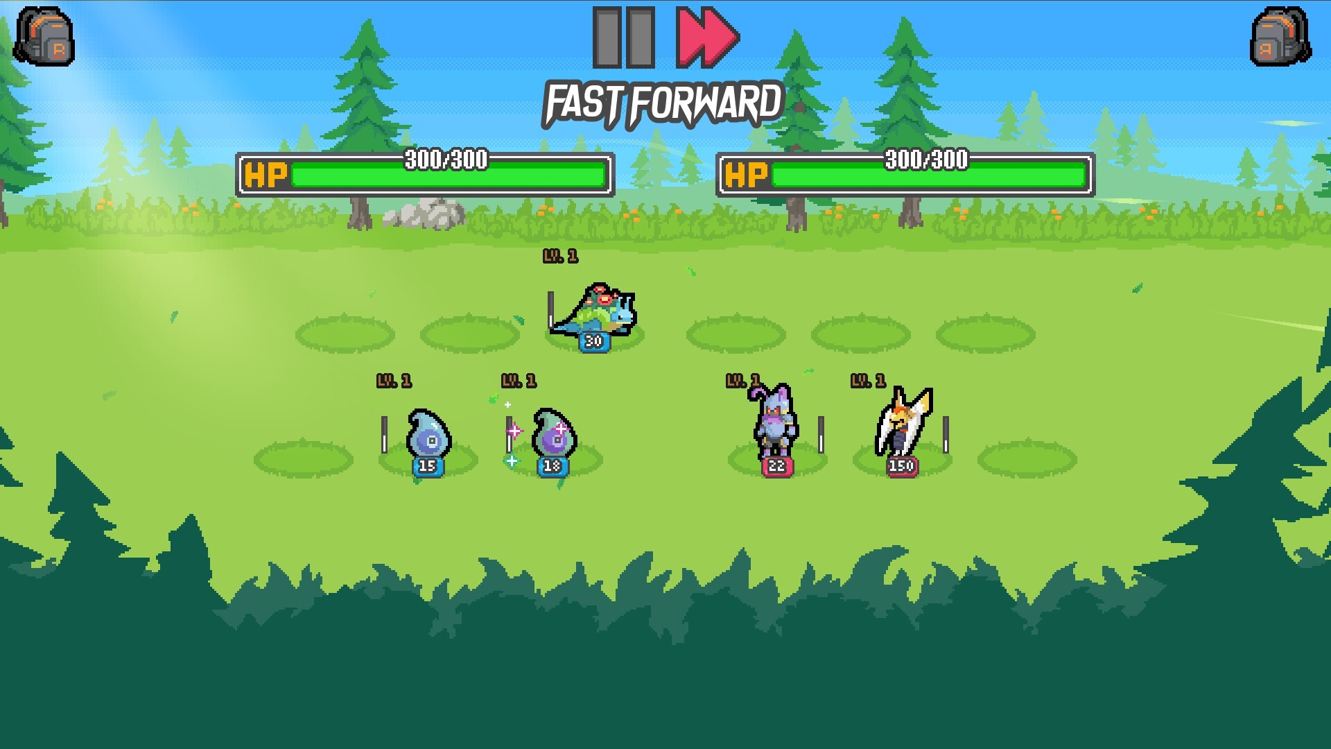 Official Batomon Showdown screenshot showing the creature roster and bright pixel-art interface