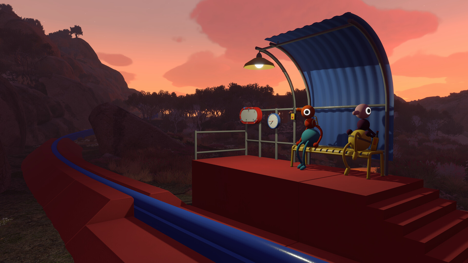 Official Big Walk screenshot showing friends exploring a large colorful landscape