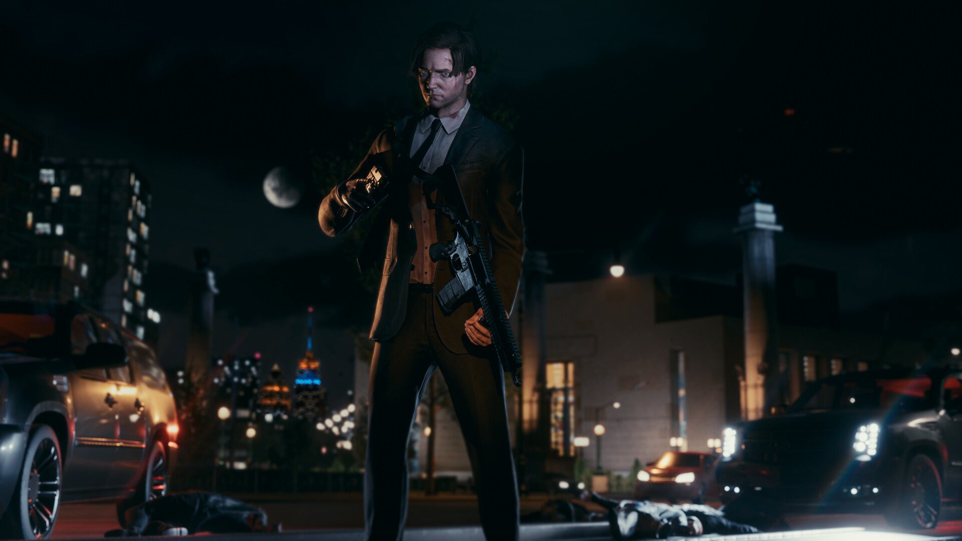 Official BLACKWOOD screenshot showing the 2012 city setting and action presentation
