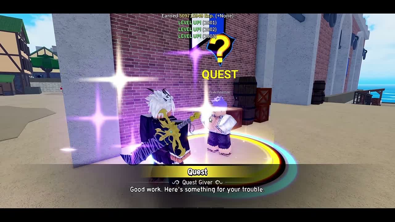 Official Gamer Robot trailer frame showing a completed quest, level progression, and a redesigned First Sea area