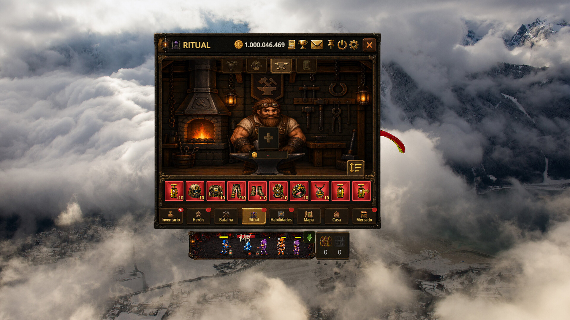 Official Bomb Farm screenshot showing later-stage combat, loot, and the game's pixel-art production field