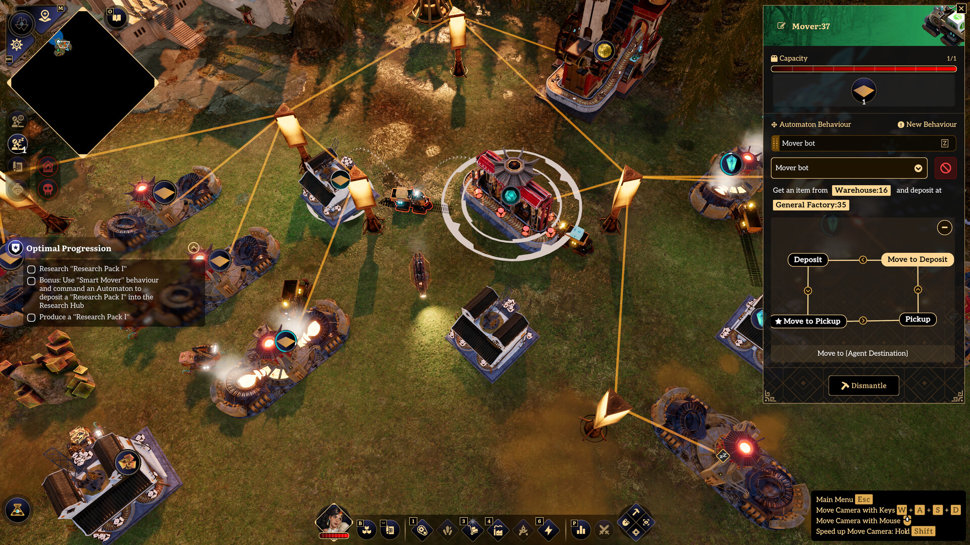 Official Brave New Wonders screenshot showing robots moving materials among factories