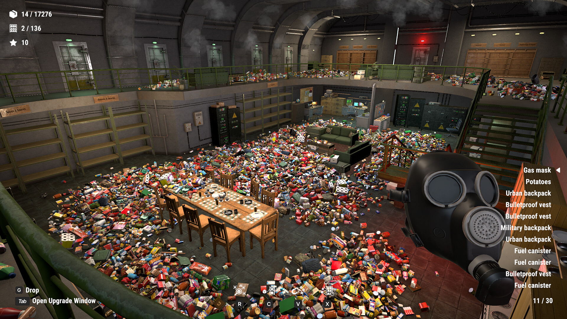 Official Bunker Tidy Up screenshot showing scattered supplies and empty shelves