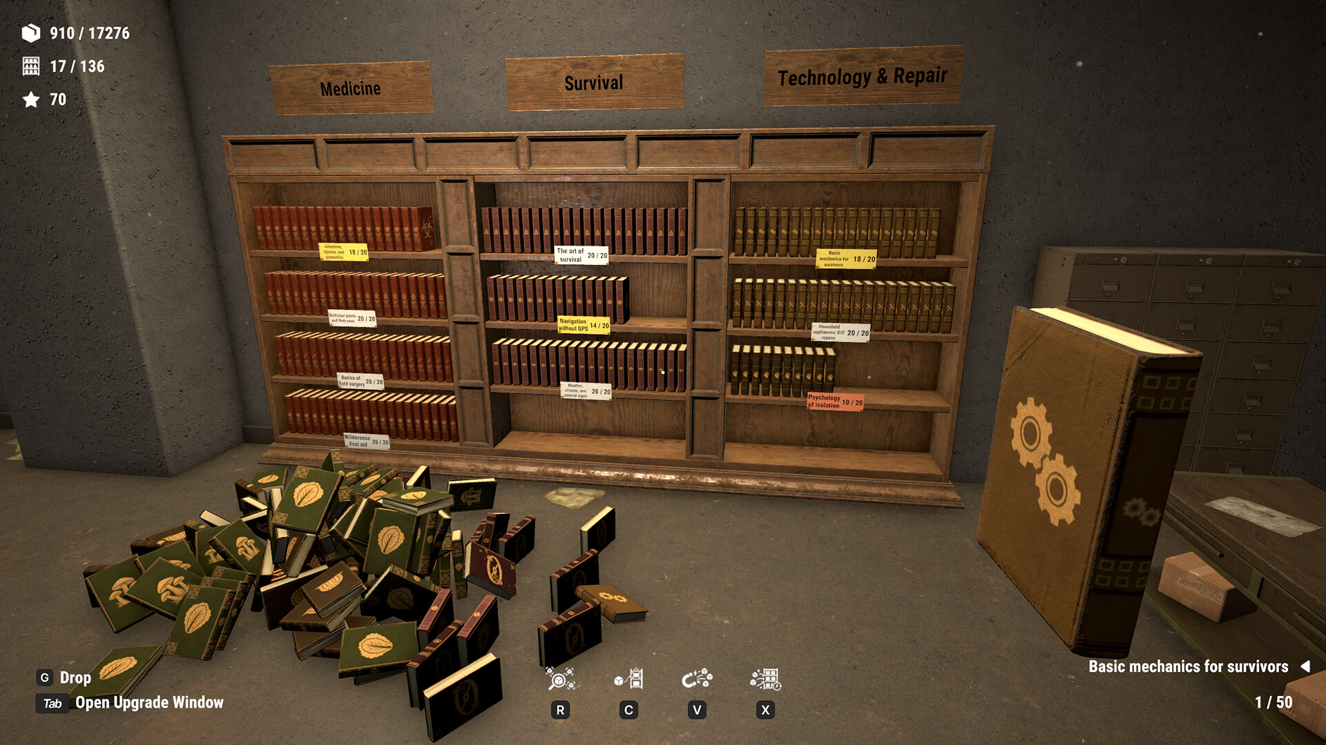 Official Bunker Tidy Up screenshot showing shelves grouped by supply category