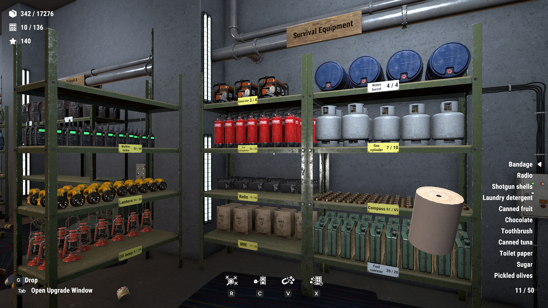 Official Bunker Tidy Up screenshot showing detailed storage shelves inside the bunker