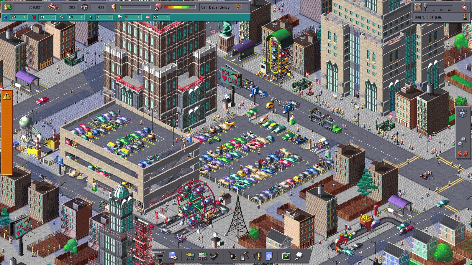 Official Car Park Capital screenshot showing a town being converted into parking infrastructure