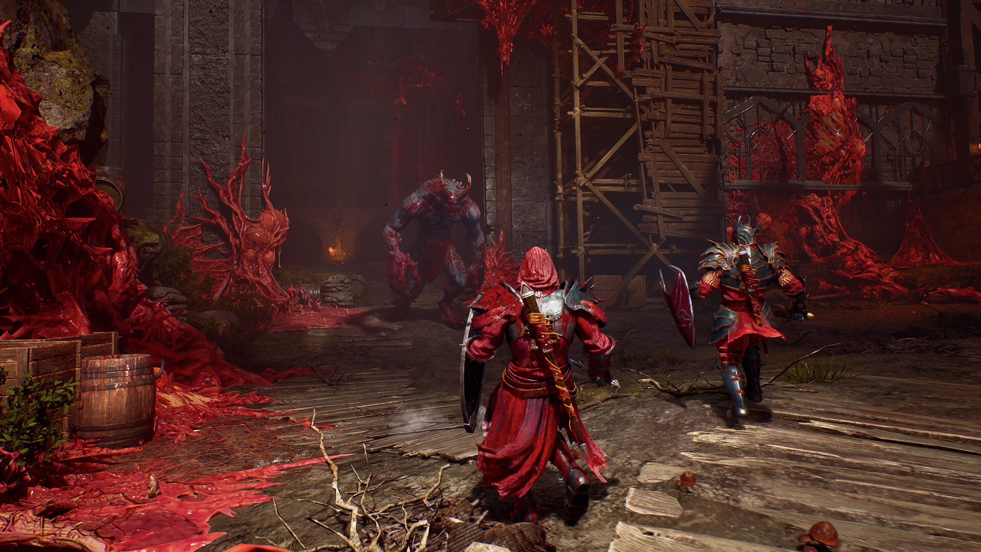 Official Crimson Moon screenshot showing melee combat and the game's dark-fantasy presentation