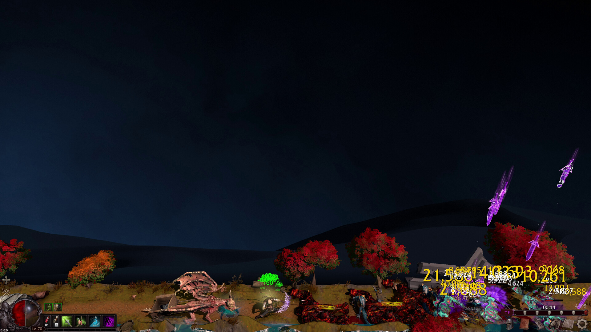 Official Deskrawl screenshot showing minions, town progression, or build systems