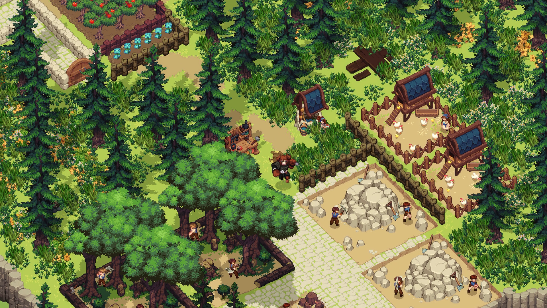 Official Dimraeth screenshot showing building, farming, or settlement development