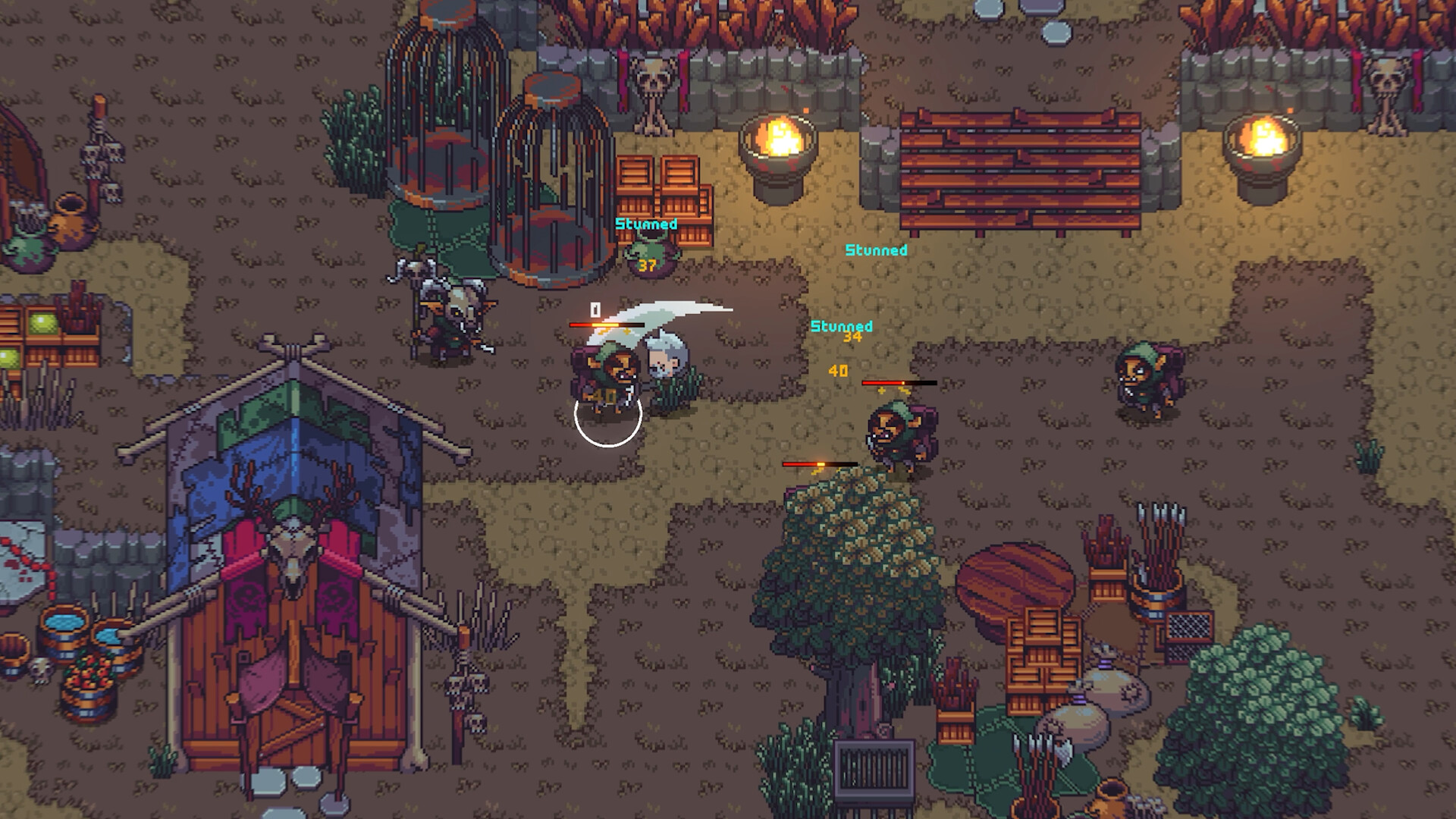 Official Emberville screenshot showing a town or settlement being rebuilt