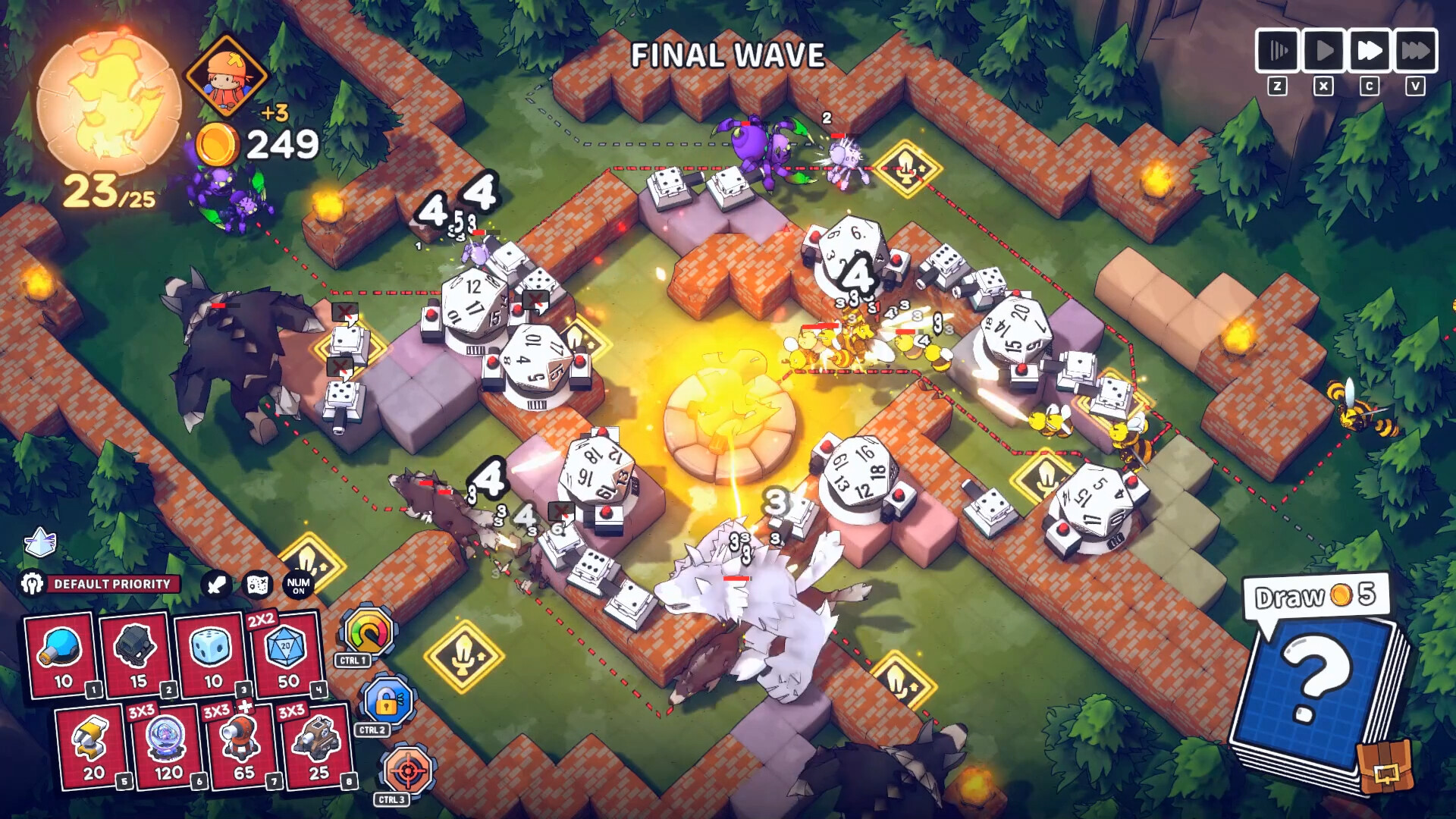 Official Emberward screenshot showing block-built paths and tower placements
