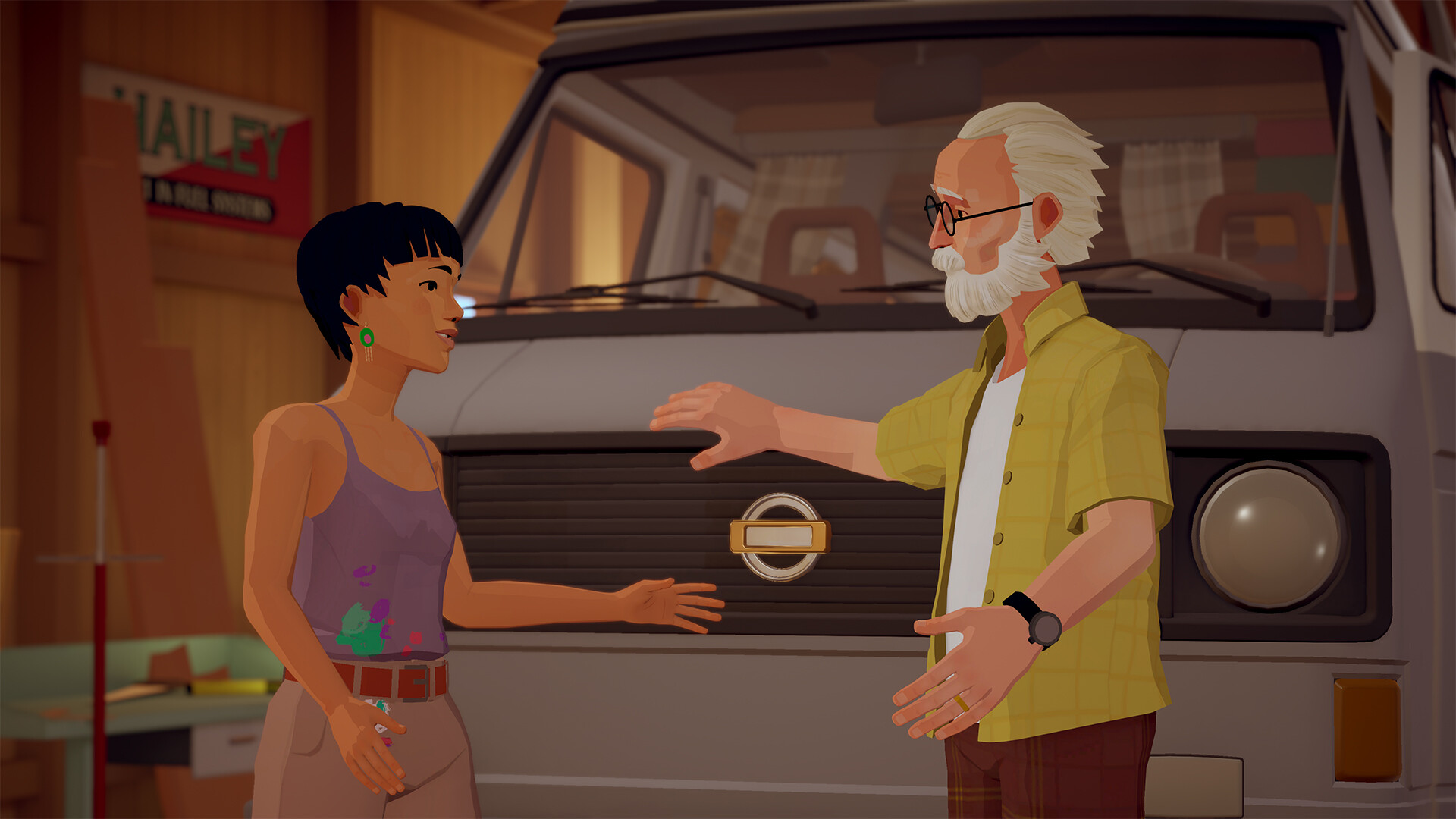 Official Forever Ago screenshot showing the camper van in a wide landscape
