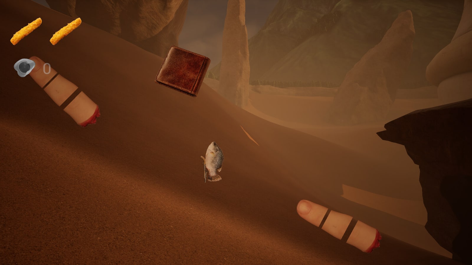 Official Fsh screenshot showing a combat encounter with a larger creature