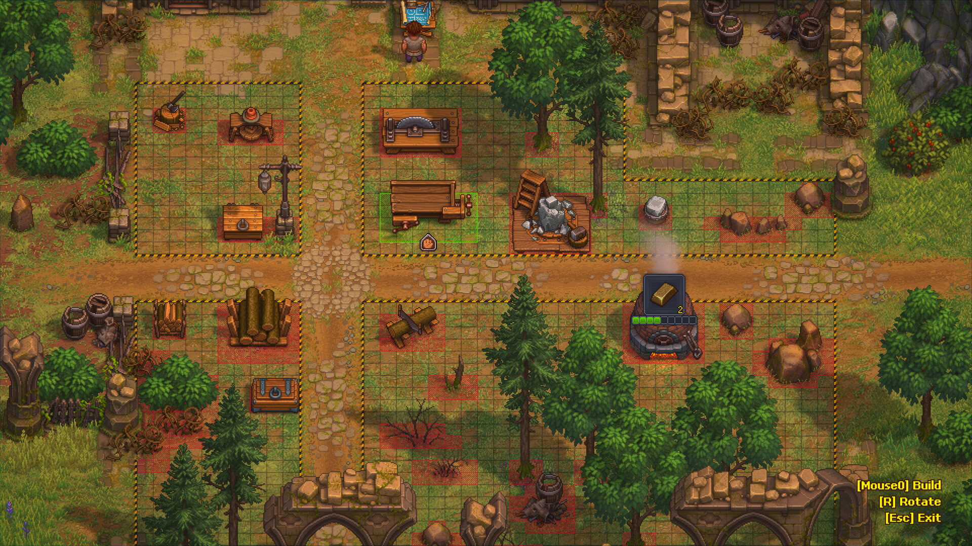 Official Graveyard Keeper 2 screenshot showing combat and a dense management scene