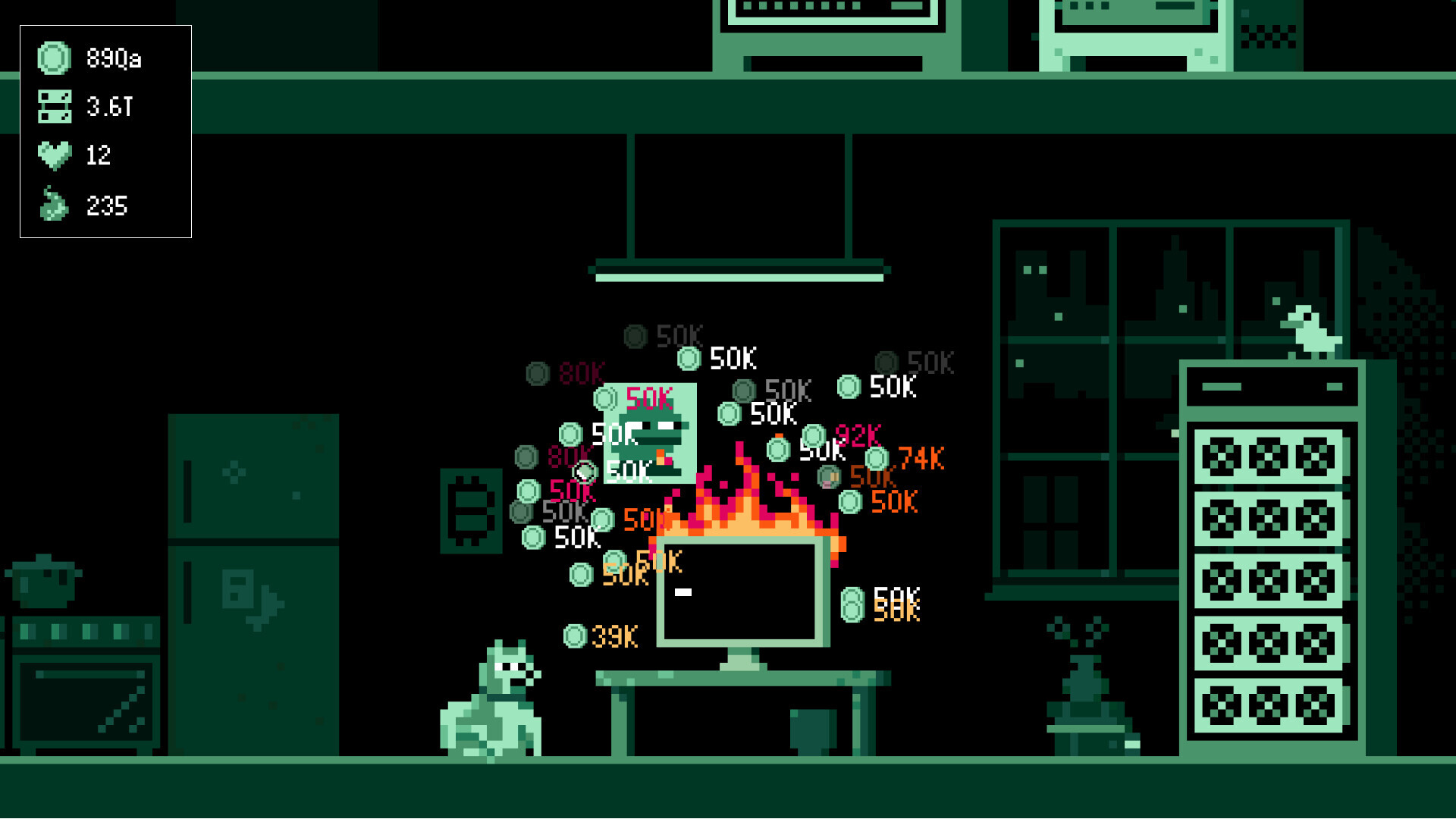 Official It's Fine screenshot showing the developer room and production stations