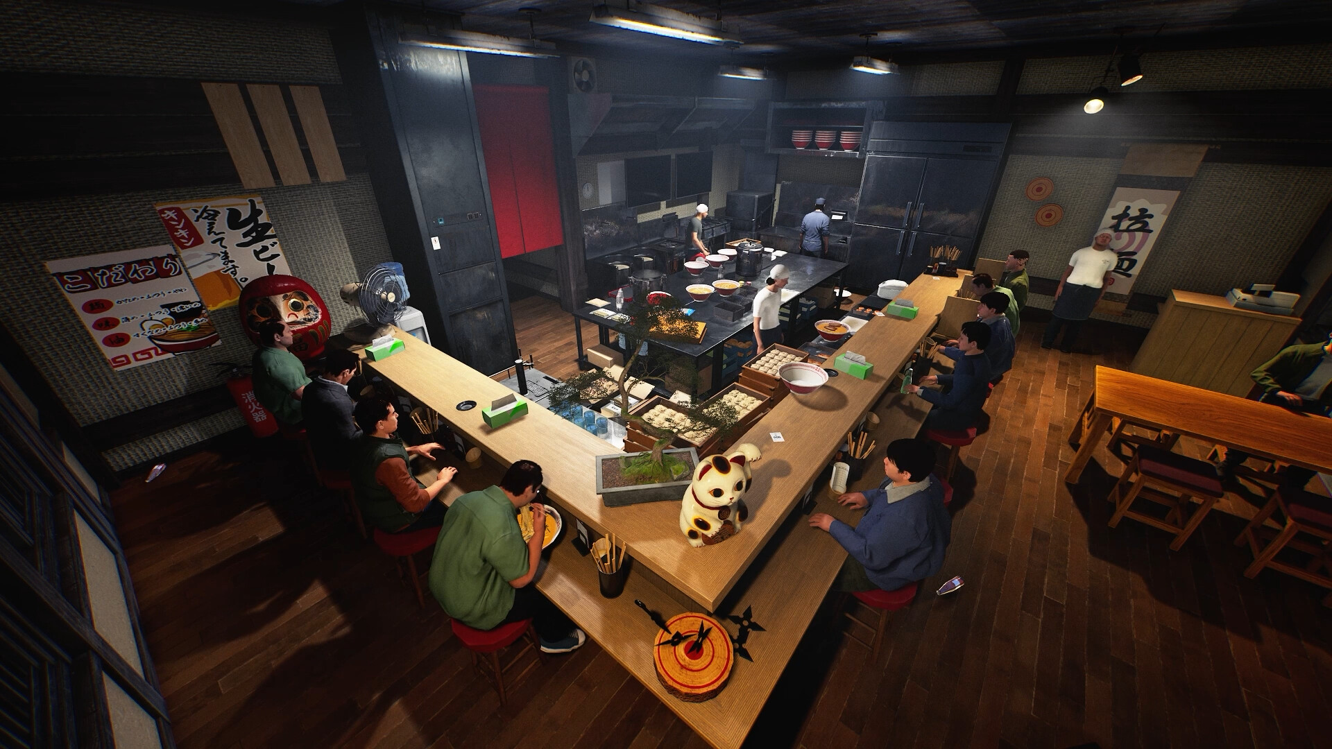 Official screenshot showing the ramen kitchen, equipment, and cooperative task space