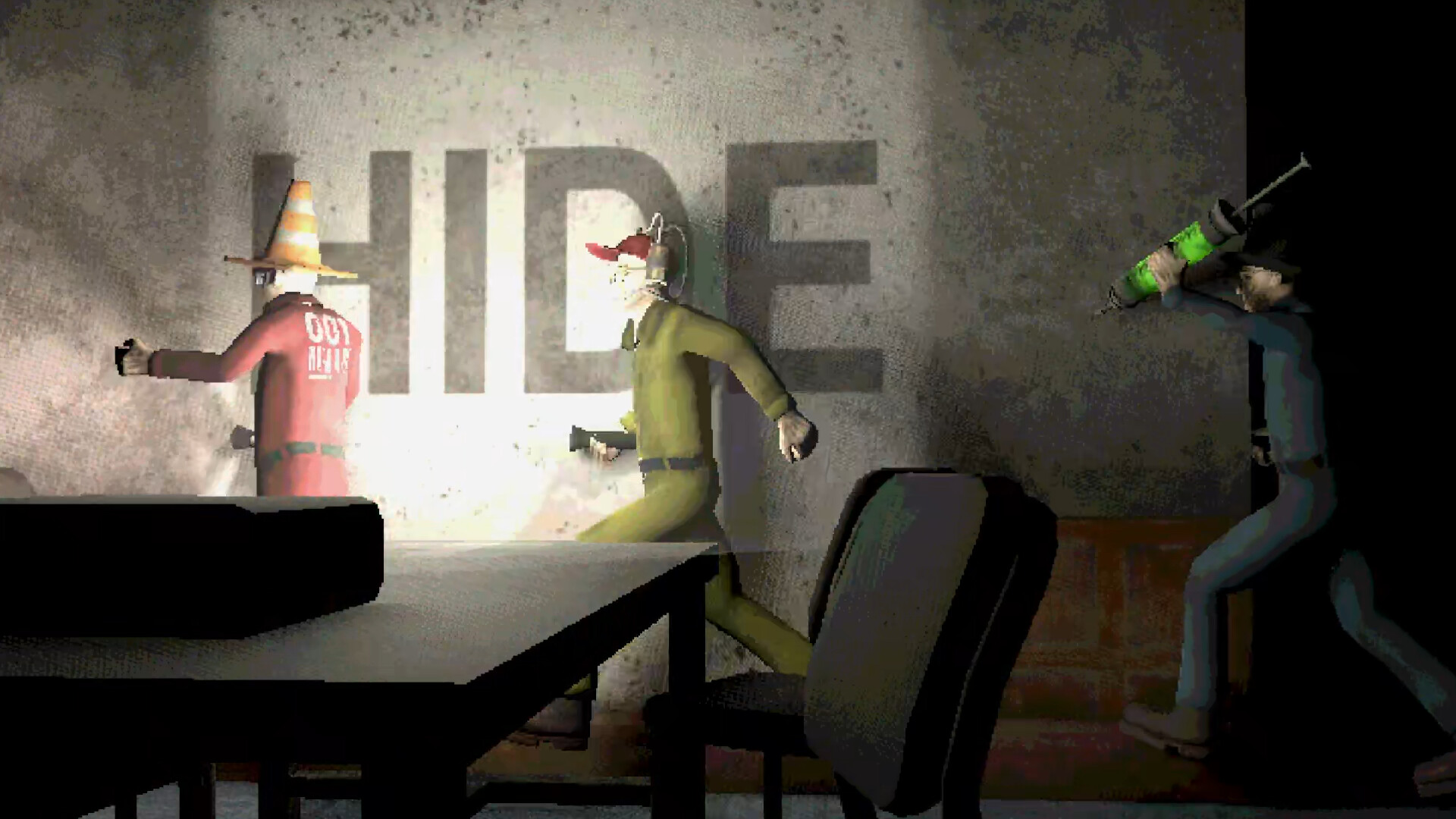 Official Machine Party screenshot showing players inside a lethal industrial minigame
