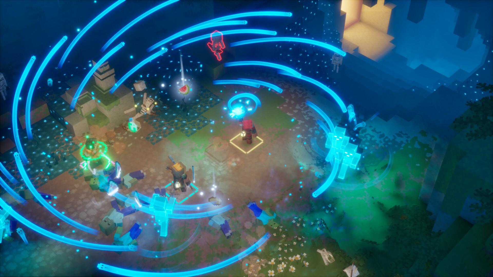 Official Minecraft Dungeons II screenshot showing environmental traversal and enemies