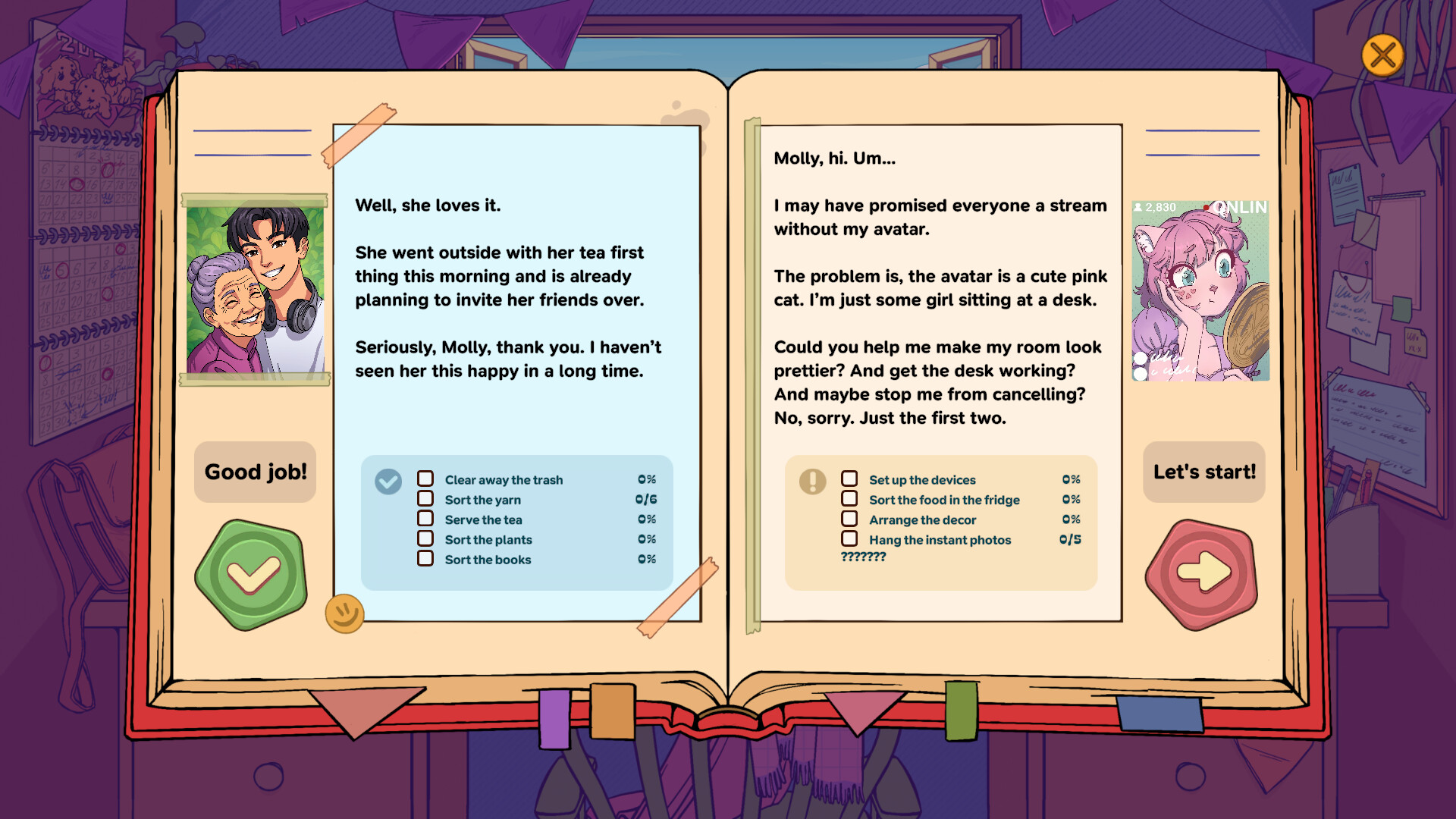 Official Neat! screenshot showing a completed organized room with decorative personal objects