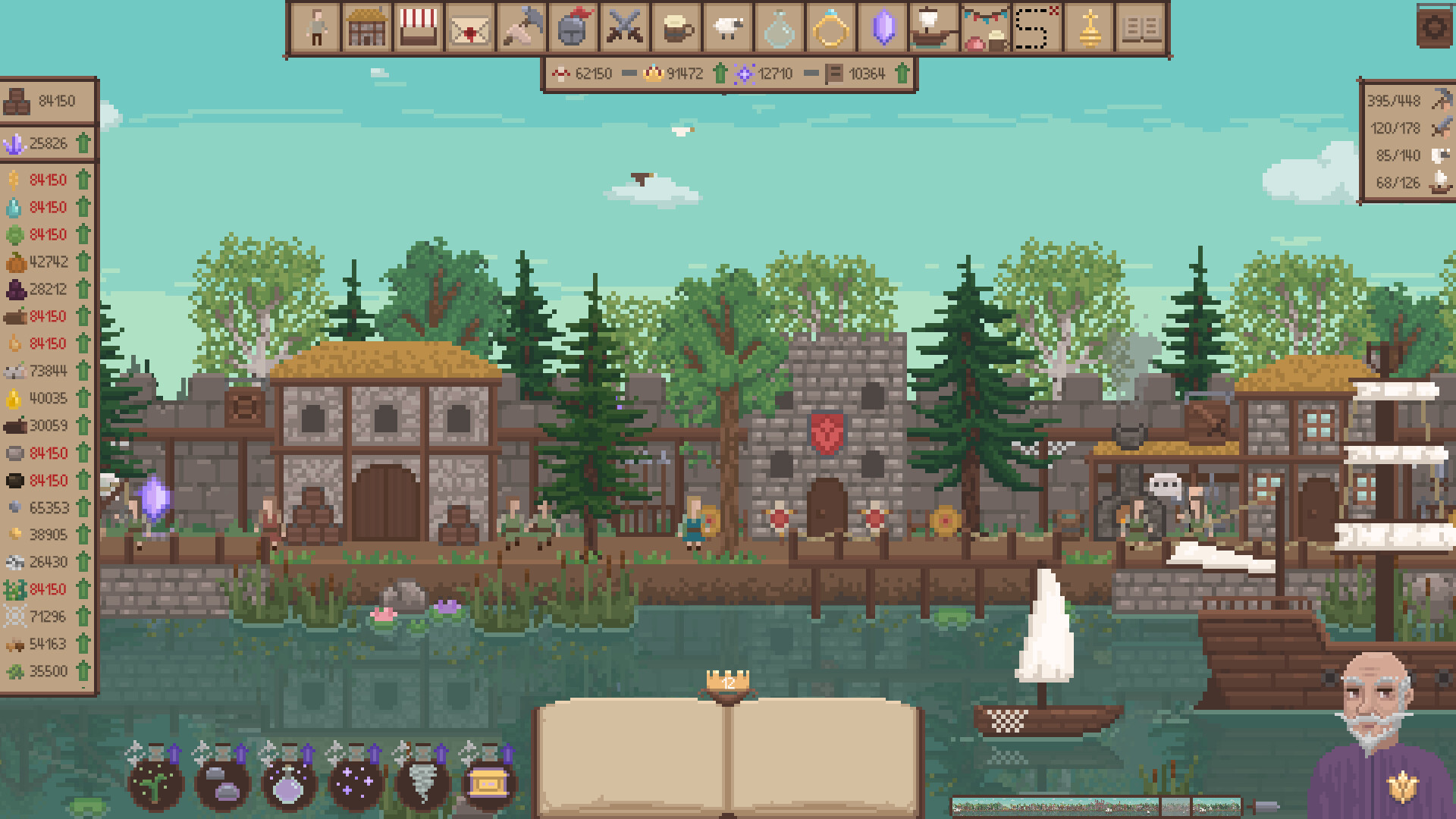 Official Next Reign: Kingdom screenshot showing a more developed kingdom and later-game scale