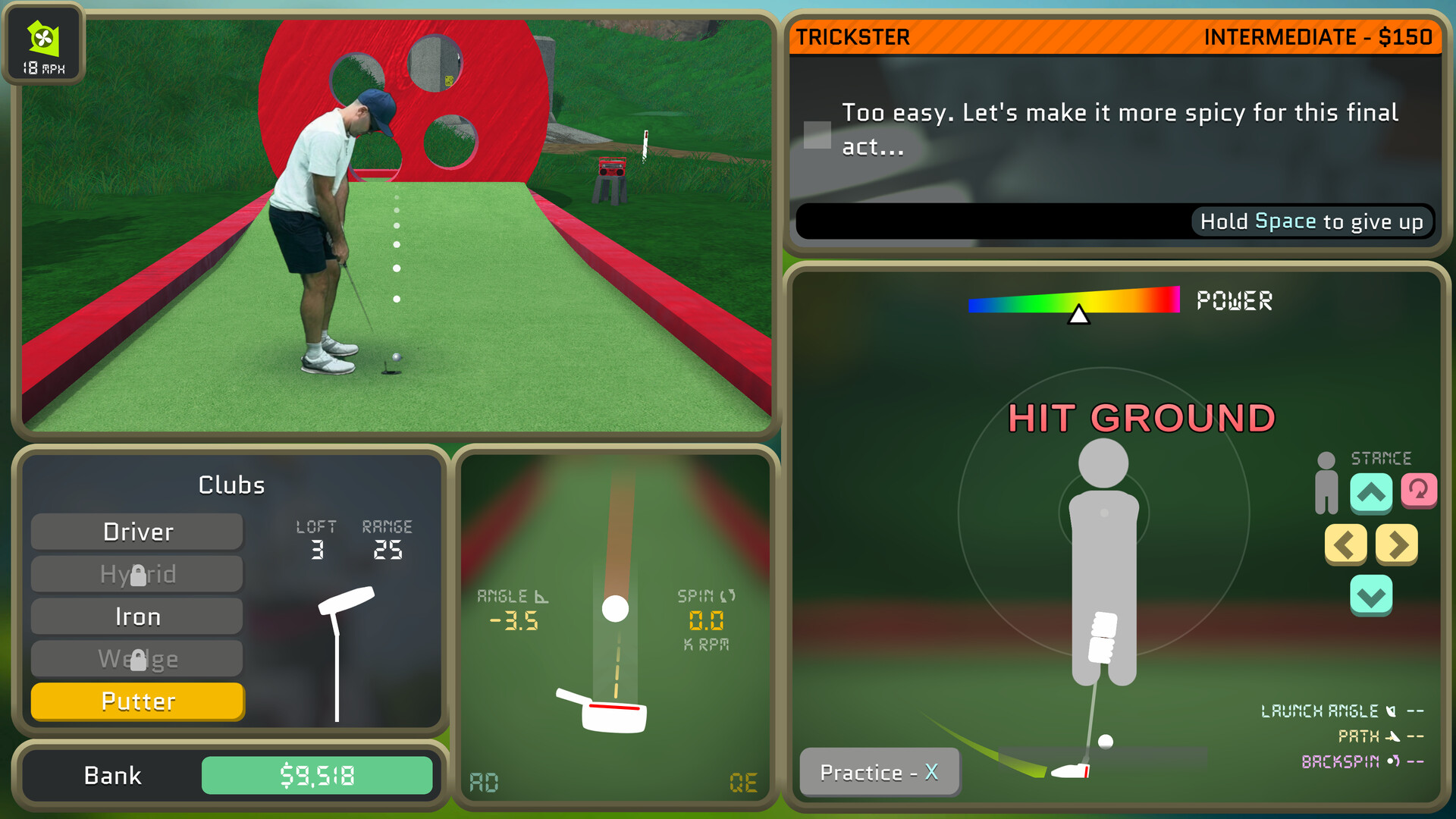Official Normal Golf Game screenshot showing a shot setup and course challenge