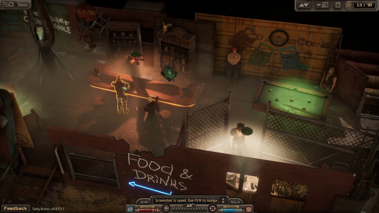 Official Olympus 2249 screenshot showing the isometric dieselpunk world and exploration view