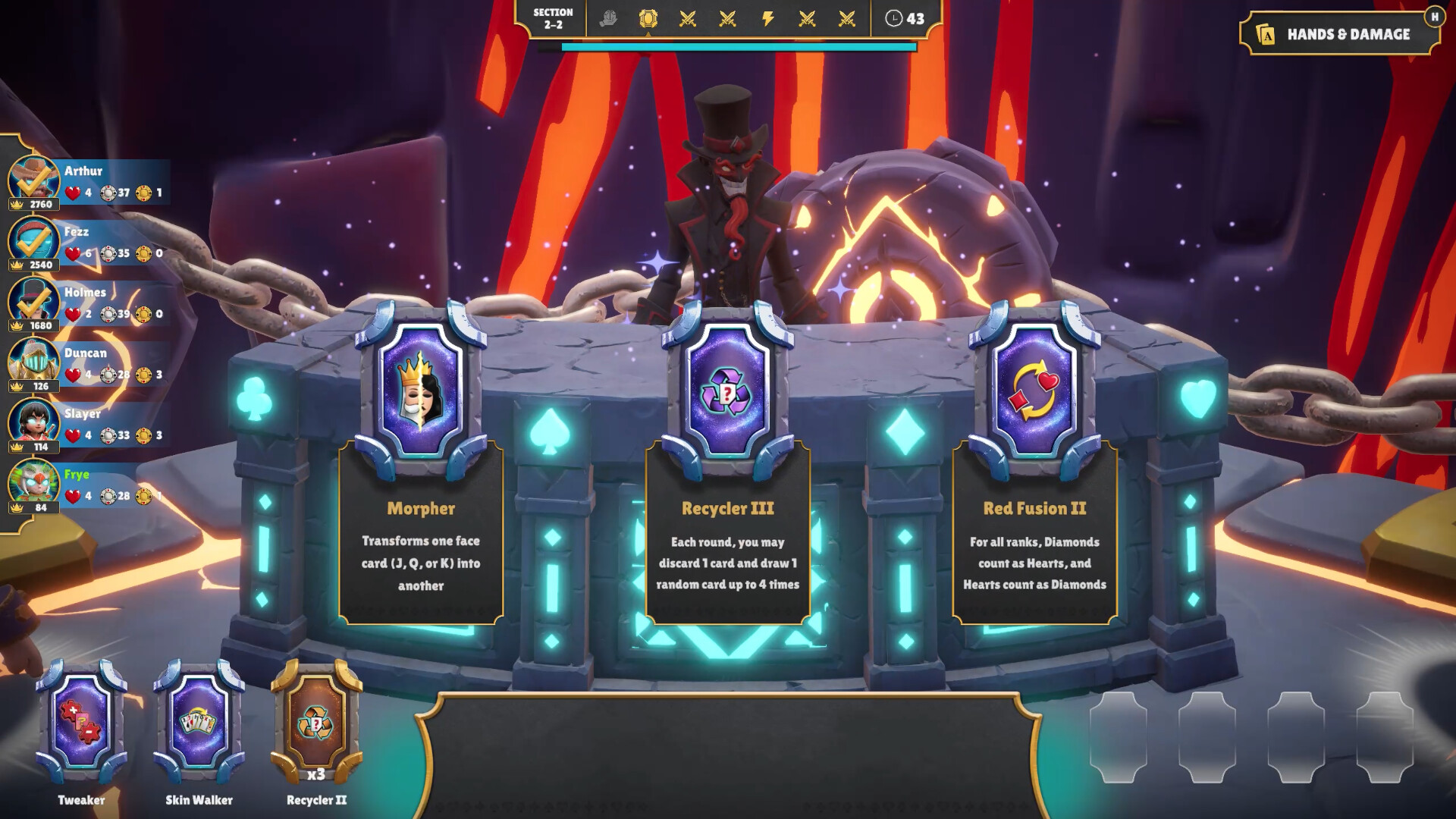 Official One Last Hand gameplay scene showing a completed hand converted into a direct attack