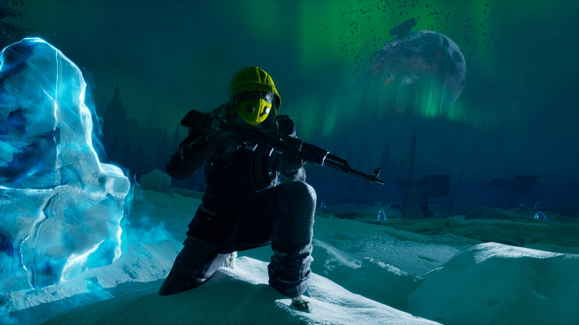 Official Permafrost screenshot showing a survivor crossing the frozen world