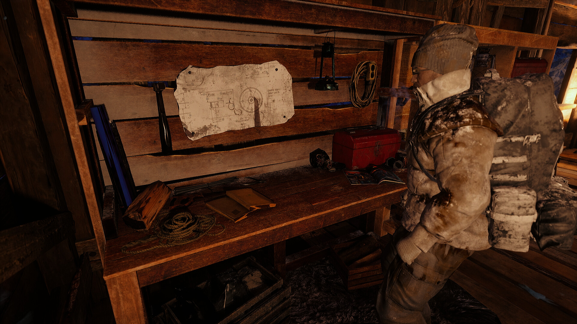 Official Permafrost screenshot showing shelter building in snow