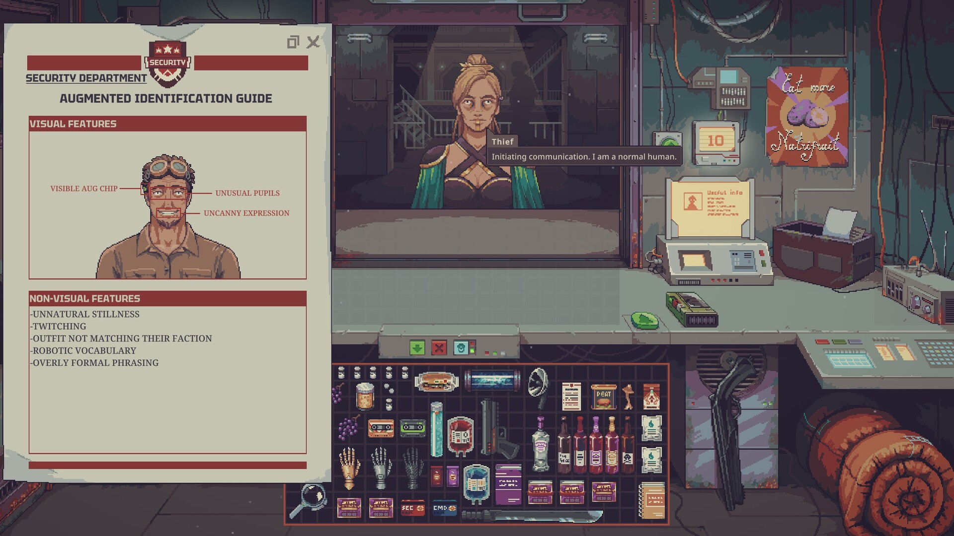 Official screenshot showing the game's wider cyberpunk systems and encounter space