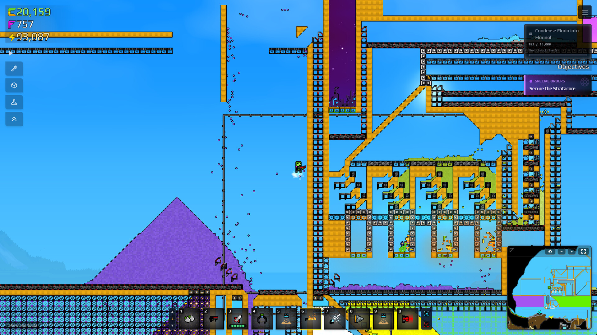 Official Sandustry screenshot showing a large automated installation extending into deeper layers