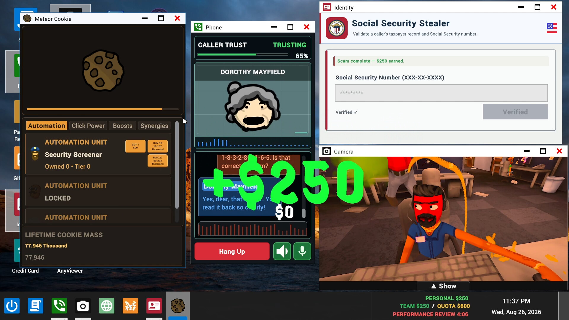 Players operate computers and phones in an official Scam With Your Friends screenshot