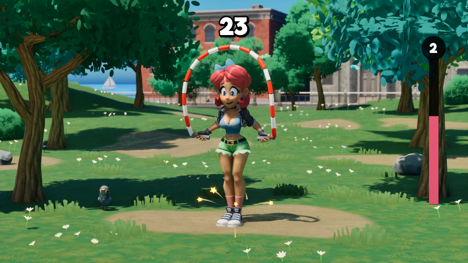 Official Scarlet Skips screenshot showing the central rope-jumping action