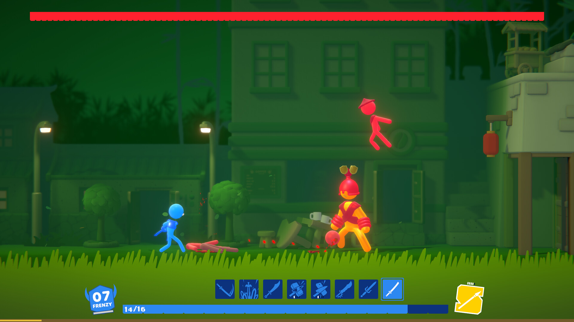 Official Stick It to the Stickman screenshot showing a character choosing combat upgrades