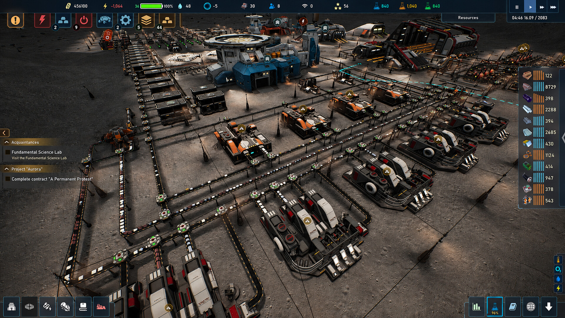 Official The Crust screenshot showing underground conveyors processing and resource logistics