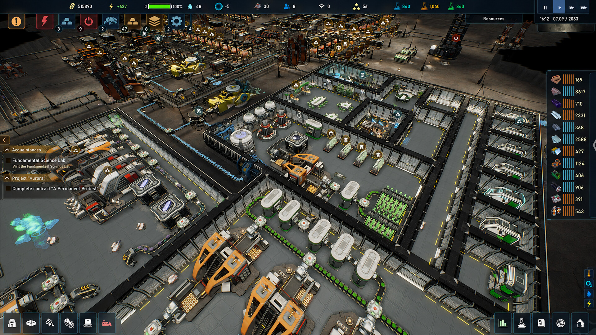 Official The Crust screenshot showing colonists vehicles and the wider lunar settlement