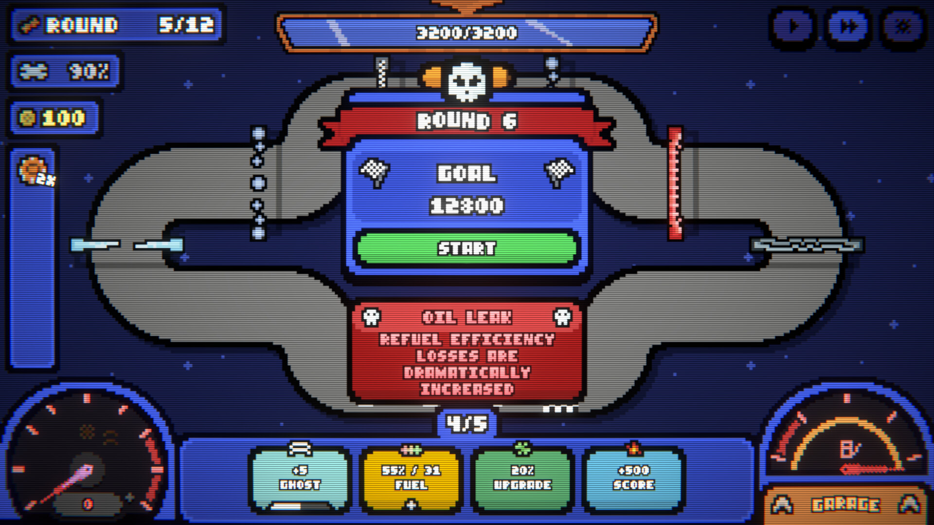 Official The Loopler screenshot showing gates, cards, and effects combining around the car