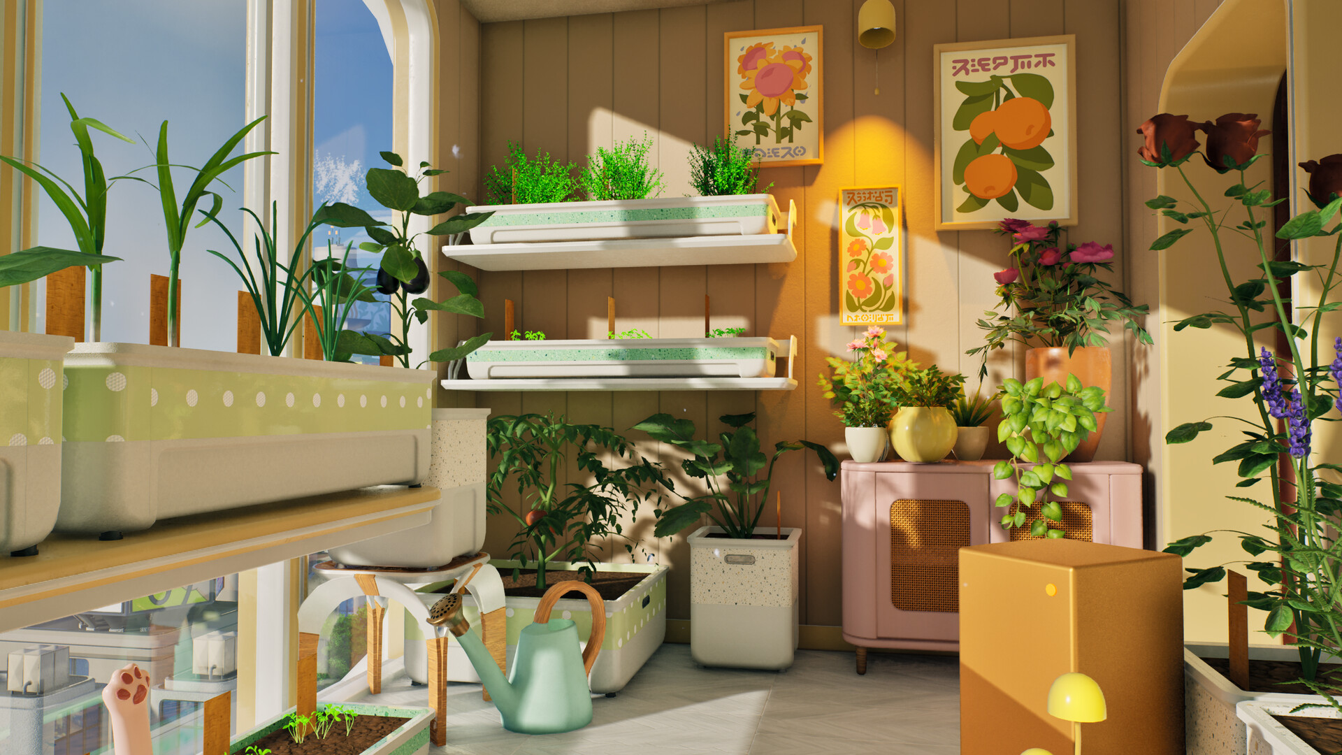 Official Tiny Eden screenshot showing plants, pots, and compact indoor growing spaces