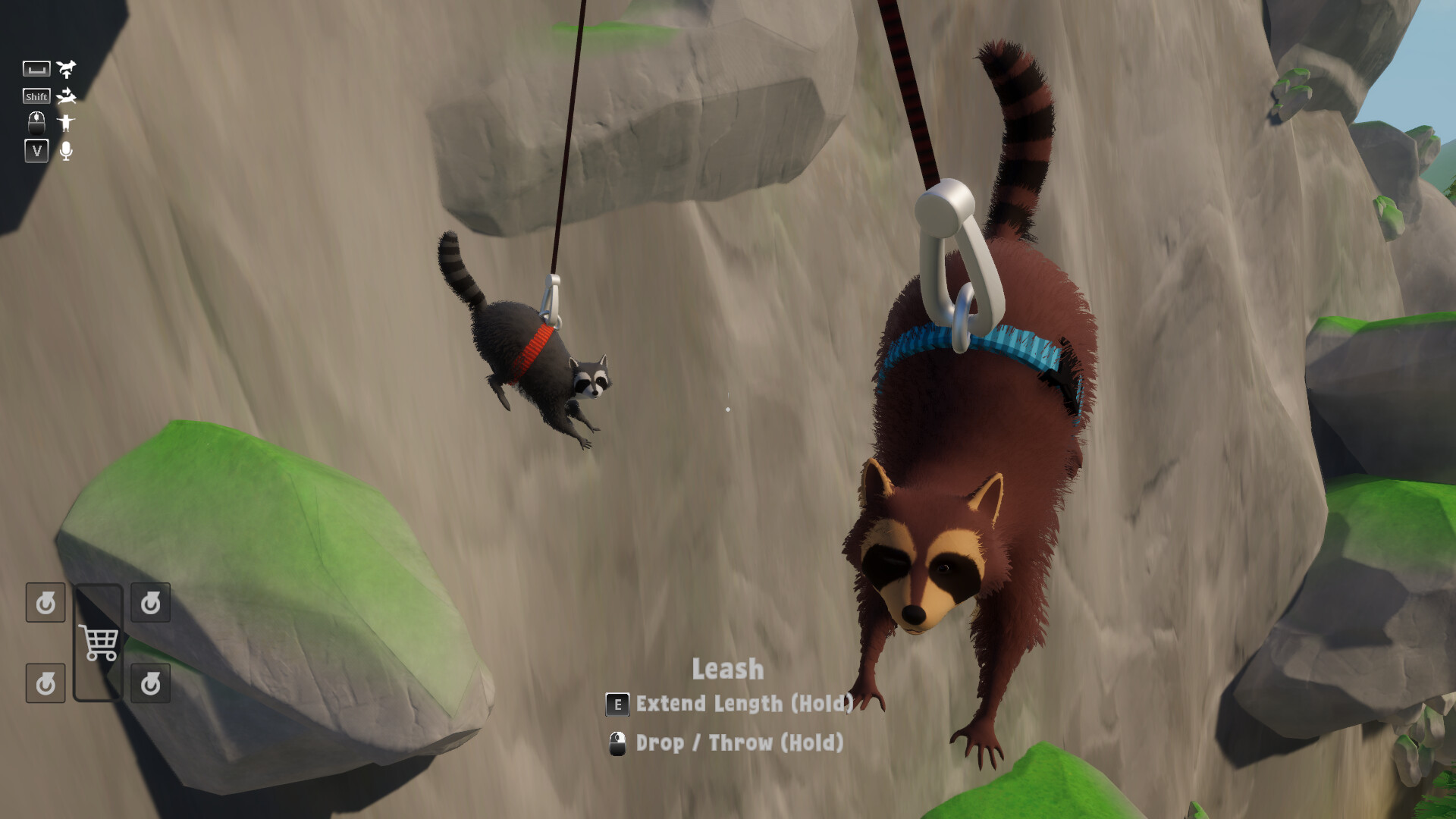 Official screenshot showing environmental physics and the raccoon group