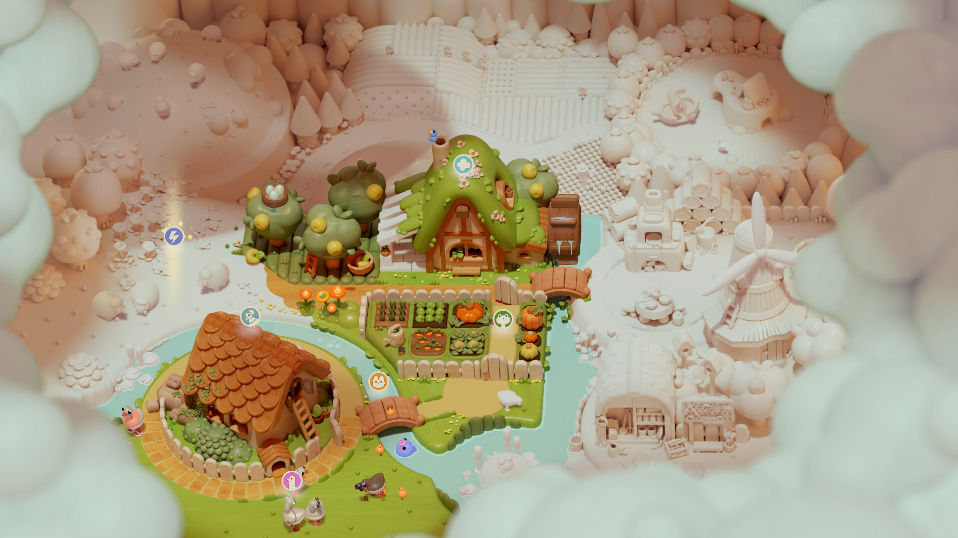 Official Woodo screenshot showing a handcrafted diorama before and during assembly