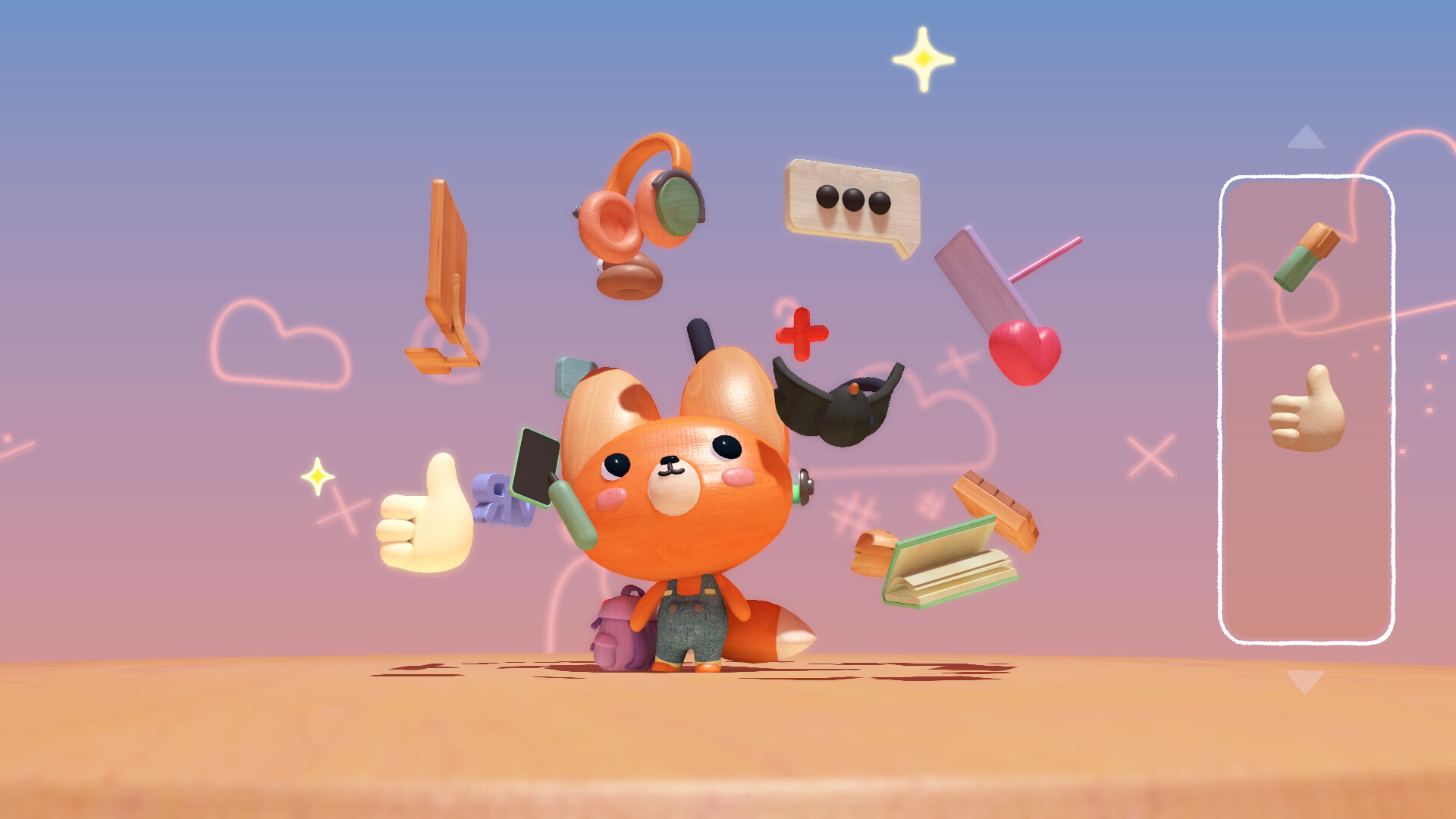 Official Woodo screenshot showing a later diorama with a different setting and denser composition